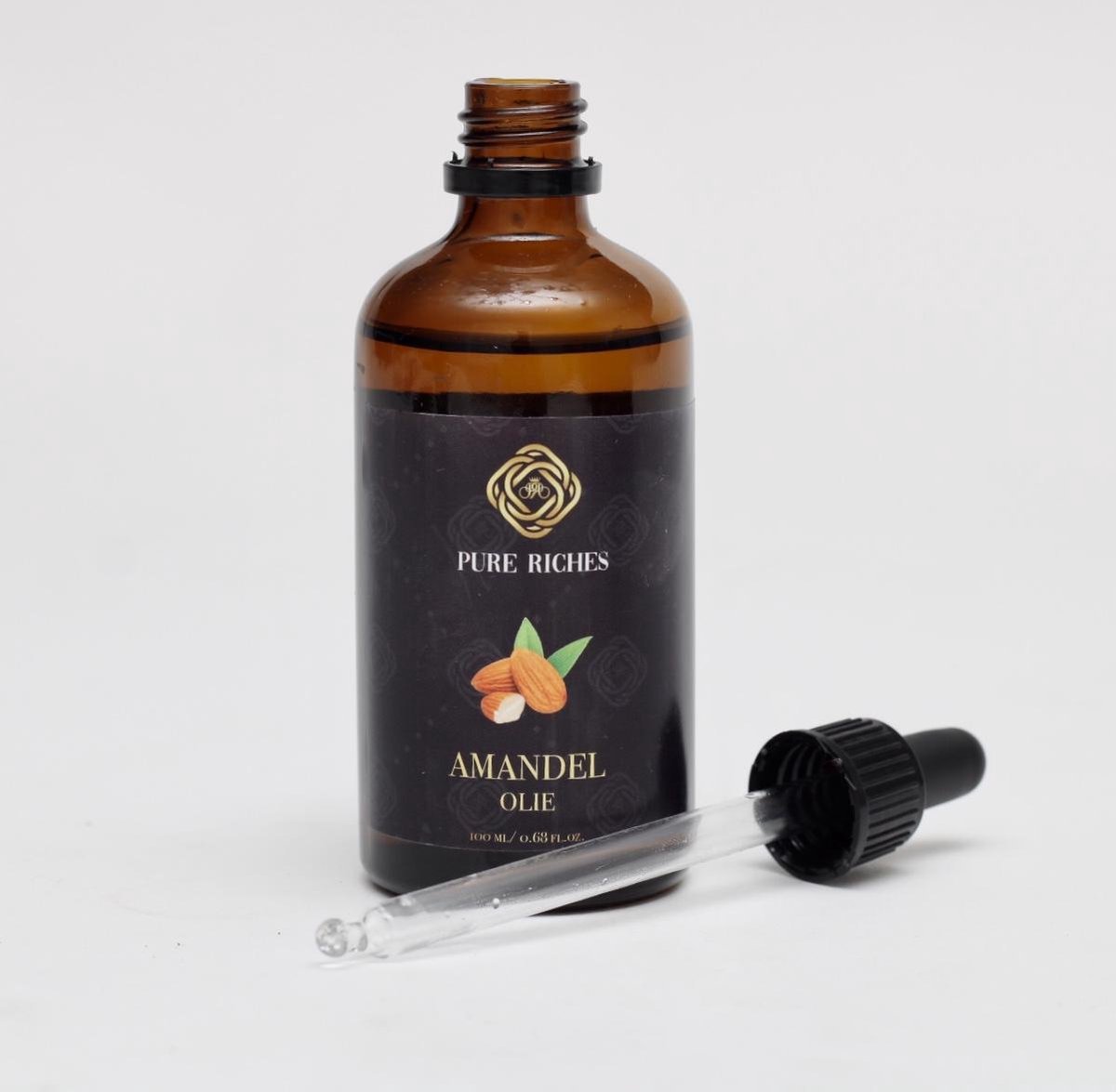 Pure Riches Amandel olie 100% puur Biologische gecertificeerd olie voor haar- en huidverzorging