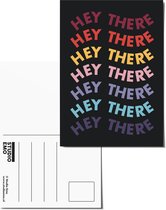 Studio Emo - 2 stuks - Hey there ansichtkaart - Kaart grappige tekst- A6 kleurrijke print