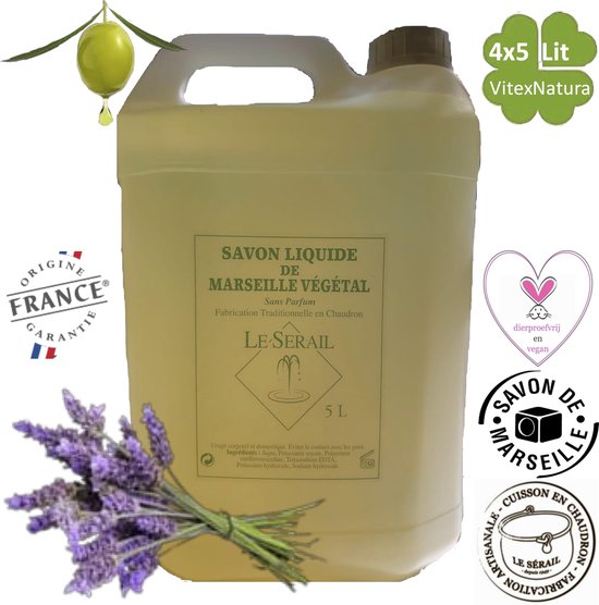 Savon Noir Savon de Marseille liquide traditionnel 4 x 5000 ml