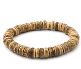 Kralenarmband met kokoskralen naturel licht bruin unisex - 16 cm S