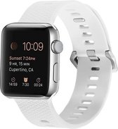 By Qubix Siliconen bandje met motief - Wit - Geschikt voor Apple Watch 42mm - 44mm - 45mm - Ultra - 49mm - Compatible Apple watch bandje - smartwatch