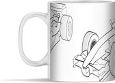 Mok - Illustratie van een race auto in zwart-wit - 350 ml - Beker