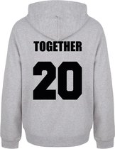 TOGETHER SINCE couple hoodies grijs (TOGETHER - maat L) | Gepersonaliseerd met datum | Matching hoodies | Koppel hoodies