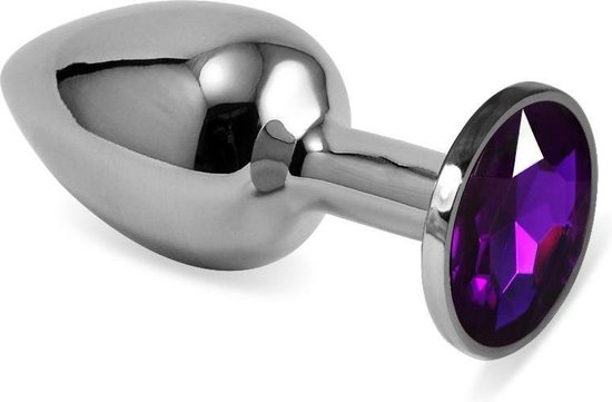 Butt Plug Silver Rosebud Classic with Purple Jewel Size S