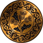 Celtic Tree - Wandcirkel Aluminium -  Distel - Nationaal symbool van Schotland - rond 30cm - Zwart - Goud - Pagan - Heidens - Keltisch - Magisch - Muurcirkel - Wanddeco - Dibond