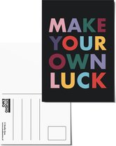 Make your own luck - Ansichtkaart motiverende tekst - Geluk kaart - A6 positieve motivatie kleurrijke print - Postcard/card