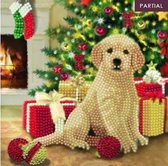 Crystal Art Diamond Painting Kerstkaart Puppy's First Christmas