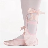 KDA Sports Balletschoenen met linten en splitzool - Satijn licht roze - Maat 26