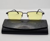 Bril op sterkte +2,5 - elegante unisex leesbril +2.5 groene leesbril met brillenkoker en microvezeldoekje - FM 399 - Ronde lunettes - Aland optiek