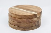 Onderzetter Rond Mara - Hout / Epoxy | Onderzetter voor glazen | Set van 4