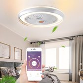 Smart Plafond ventilator Met Verlichting - Plafondventilator Met Afstandsbediening - Waaier - Afzonderlijk Bedienbaar - Zilver - 3.5KG - Flanner®
