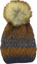 Muts dames winter pompon -  binnenkant deels fleece