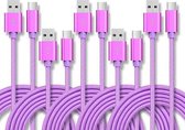 5 STKS USB naar USB-C / Type-C nylon gevlochten oplaadkabel voor gegevensoverdracht, kabellengte: 2 m (paars)