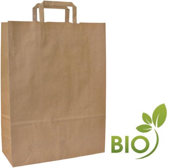 Sac de transport en papier 50 pcs - sacs en papier - marron - 22x11x27cm