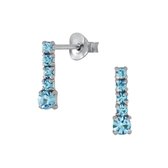 Joy|S - Zilveren bar/ staaf  oorbellen - blauw kristal