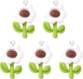 Hangers | Sieraden Maken | Set 5 Hangers Witte Bloemen | Bedels