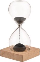 Magnetische zandloper op een houten standaard - Hourglass with metal chips - 1 minuut looptijd