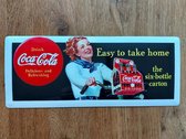 Coca-Cola - Easy to take home - the six-bottle carton - Metal card - Reclamebord - 27x11cm