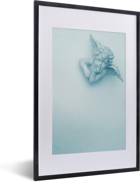 Fotolijst incl. Poster - Witte engel met een blauwe gloed - 40x60 cm - Posterlijst