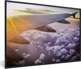 Cadre photo avec affiche - Rayons de soleil devant un avion - 30x20 cm - Cadre pour affiche