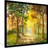 Fotolijst incl. Poster - Een illustratie van een pad tussen de bomen - 50x40 cm - Posterlijst