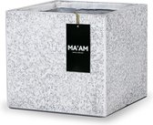 MA'AM Leah - XXL plantenbak - vierkant - 55x43,5 - wit - vorstbestendig - granito - met afwateringsgat - bloembak