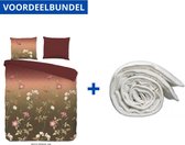 Luxe Zachte Dekbedovertrek Tweepersoons - 200x200/220cm - Inclusief 2 Kussenslopen - 100% Versterkt Katoen - Rosalie + Wasbaar Microfiber Dekbed - 200x220cm - Wit