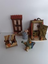 Katten beeldjes en figuren Poppenhuis 5 stuks  katjes buitenboel 14x12x10 cm