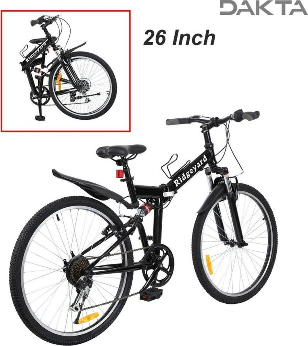 Dakta® Mountainbike | Opvouwbaar | 26 inch | 7 versnellingen | Vouwfiets |  Zwart |... | bol.com