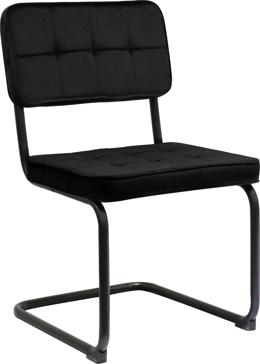 Eetkamerstoel Madrid velvet - Set van 4 - Zwart - Fluweel - Velvet - Eetkamerstoel - Eetkamerstoelen - Woonkamerstoelen