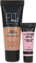Maybelline Fit Me Matte + Poreless Foundation + Facestudio Prime - 320 Natural Tan (voor normale tot vette huid)