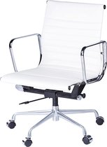 Design bureaustoel 117 in echt wit leer