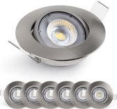 Emos Exclusive 2700K Warm Wit Set van 6 LED Inbouwspots, 300 lumen vervangt 35W, LED Spotjes | Ultra lage inbouwdiepte Inbouwspots Geborsteld Nikkel 50° Draaibaar