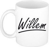 Willem naam cadeau mok / beker met sierlijke letters - Cadeau collega/ vaderdag/ verjaardag of persoonlijke voornaam mok werknemers