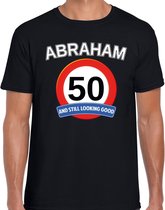 Verjaardag t-shirt verkeersbord 50 jaar - zwart - heren - vijftig jaar cadeau shirt Abraham S
