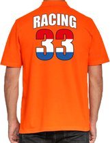 Oranje poloshirt Racing 33 supporter / race fan voor heren - race fan / race supporter / coureur supporter S