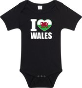 I love Wales baby rompertje zwart jongens en meisjes - Kraamcadeau - Babykleding - Wales landen romper 92 (18-24 maanden)