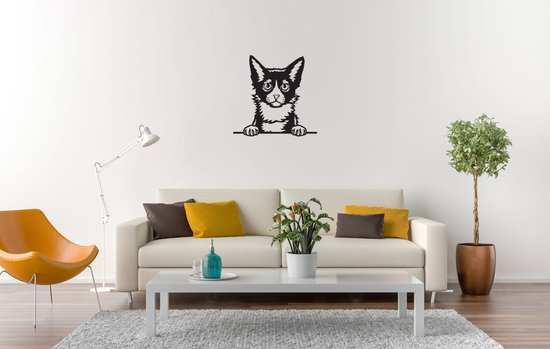 LaPerm - Chat - Femelle - M - 60x61cm - Zwart - décoration murale