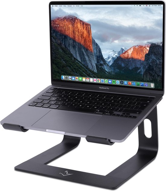 RhinoStand Laptop Standaard  - Universeel 10 tot 15.6 inch  - Ergonomische Laptophouder - Laptop Verhoger Macbook-  Aluminium - Zwart