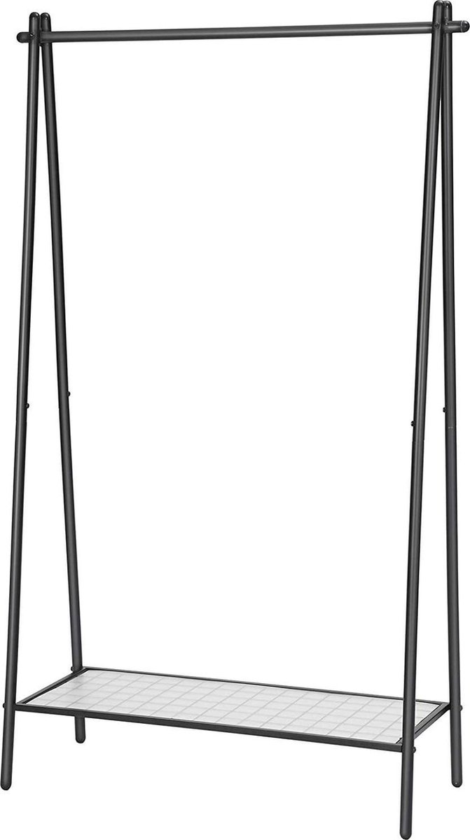 Kledingrek - ijzeren Structuur - Met Plank - 2,5 x 33,5 x 153 cm - Mat Zwart