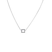 Silventi 9NBSAM-190057 Zilveren Ketting - Dames - Bedel - Vierkant - 8 x 8 mm - Ankerschakel - 38 + 5 cm -  7 ,, Dik - Rhodium - Zilver