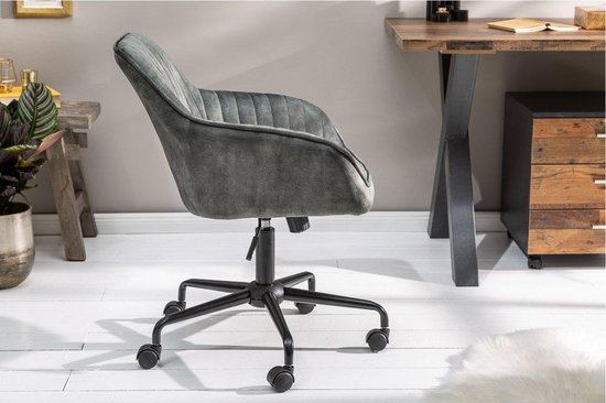 Chaise de bureau avec accoudoirs tissu velours vert | bol