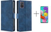 Telefoonhoesje Samsung Galaxy A71 | Hoogwaardig Pu Leren Bookcase | Pasjeshouder | Luxe Uitstraling | Blauw + 1x screenprotector