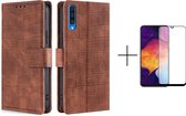 Telefoonhoesje Samsung Galaxy A50 | Hoogwaardig Pu Leren Bookcase | Pasjeshouder | Luxe Uitstraling | Bruin + 1x screenprotector
