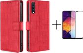 Telefoonhoesje Samsung Galaxy A70 | Hoogwaardig Pu Leren Bookcase | Pasjeshouder | Luxe Uitstraling | Rood + 1x screenprotector