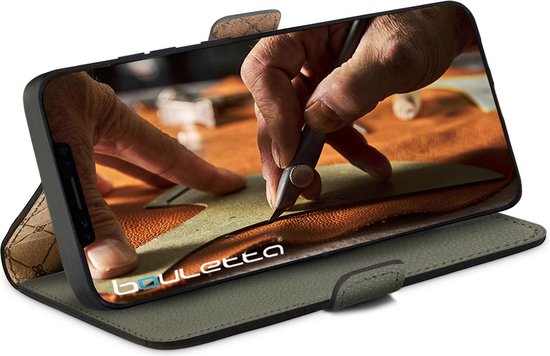 Bouletta - iPhone 13 Pro - Étui BookCase en cuir - Vert andalou