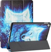 Zijdetextuur Gekleurd tekenpatroon Horizontale flip magnetische PU-lederen hoes met drie opvouwbare houder en slaap- / wekfunctie voor iPad 10.2 (2020/2019) (Rose the Wolf)