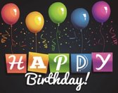 Verjaardag - Happy Birthday - Gekleurde ballonnen - Versiering - Wanddoek - Banner van Polyester - 150cm (Breed) x 100cm (Hoog) -