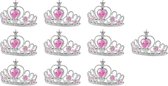 Uitdeelzakjes - Prinsessen Tiara - Kroon - 10-pack - Traktatie - Verjaardag Kind - Verkleedkleren Meisje - Roze
