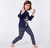 Woody pyjama jongens - highland koe - donkerblauw - 212-1-PLU-S/885 - maat 128